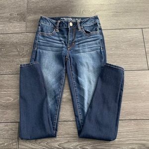 American eagle dark blue high rise skinny jeans